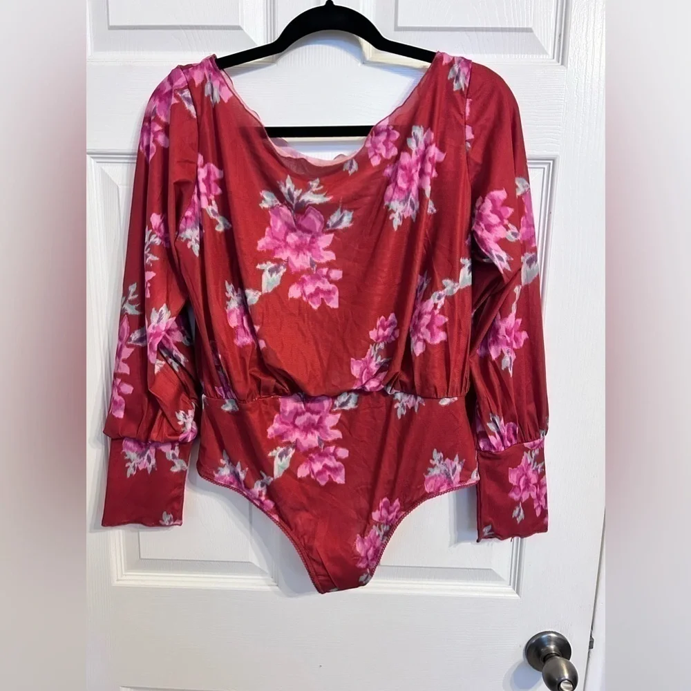 NWOT Free People, Undercover Printed Bodysuit, Large